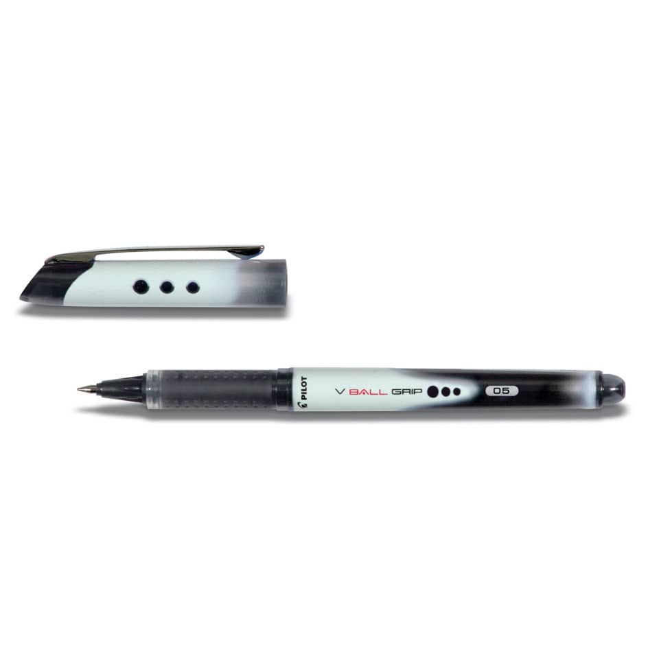 Kugelschreiber, Ballpoint, Grau-Schwarz, Kappe, Grip