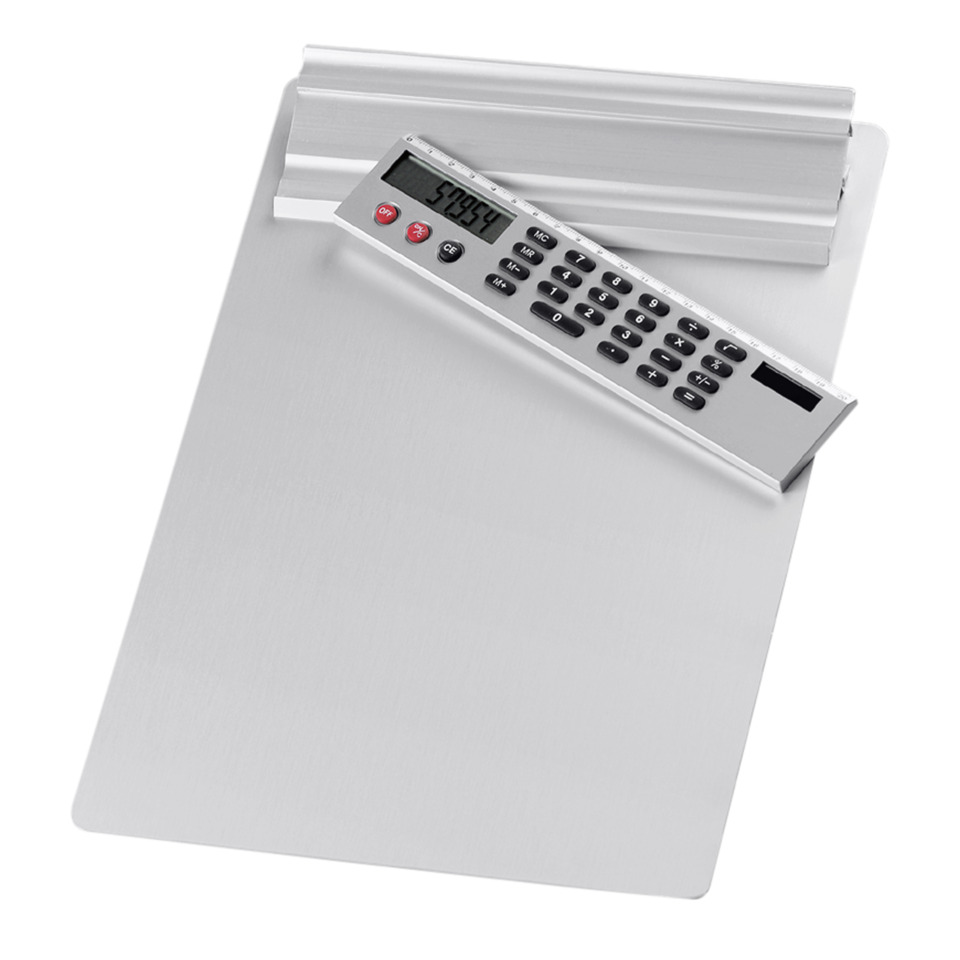 calculator, digital, desktop, silver, clipboard