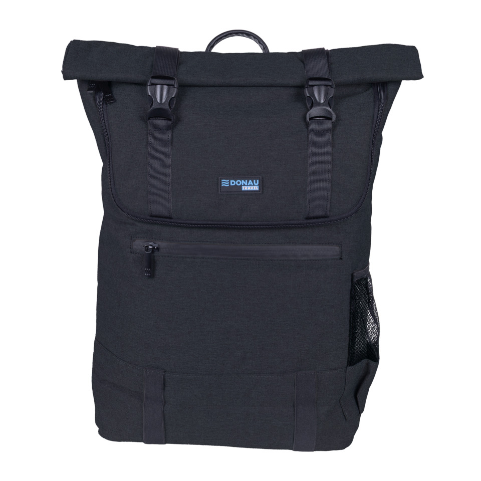 Rucksack, Rucksack, Leinwand-Optik, Seitentasche, Rollverschluss