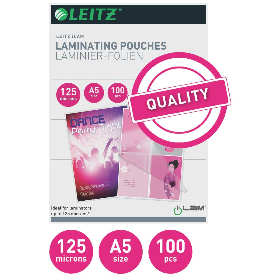 Laminating Pouches, A5 size, 125 microns, 100 pcs, Druckfolie
