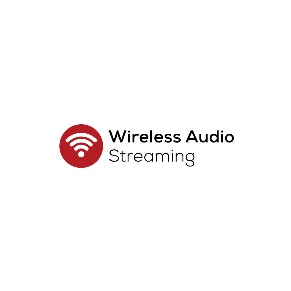 wireless, audio, streaming, logo, red circle