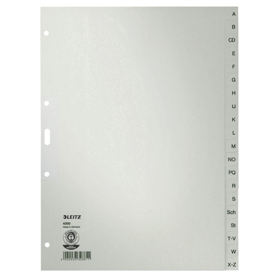 Papierregister A-Z, A4, Papier, 20 Blatt, grau LEITZ 4300-00-85