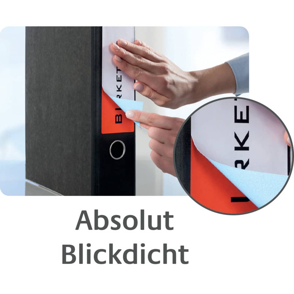 Ordner, Ordnerbuch, Beschriftung, Klebepunkt, Absolut Blickdicht