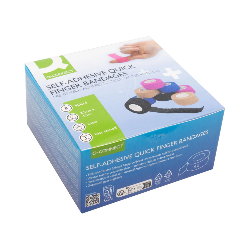 selbstklebende fingerbandagen, farbige ringe, rollen, 2,5 cm x 4,5 m, latexfrei