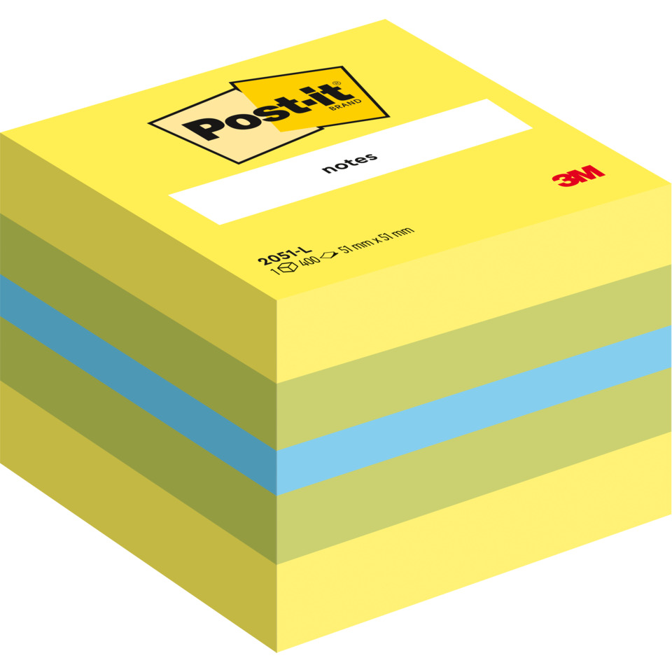 Haftnotizblock Mini Würfel, 51 x 40 x 51mm, 3 Farben, 400 Blatt POST-IT 2051-L