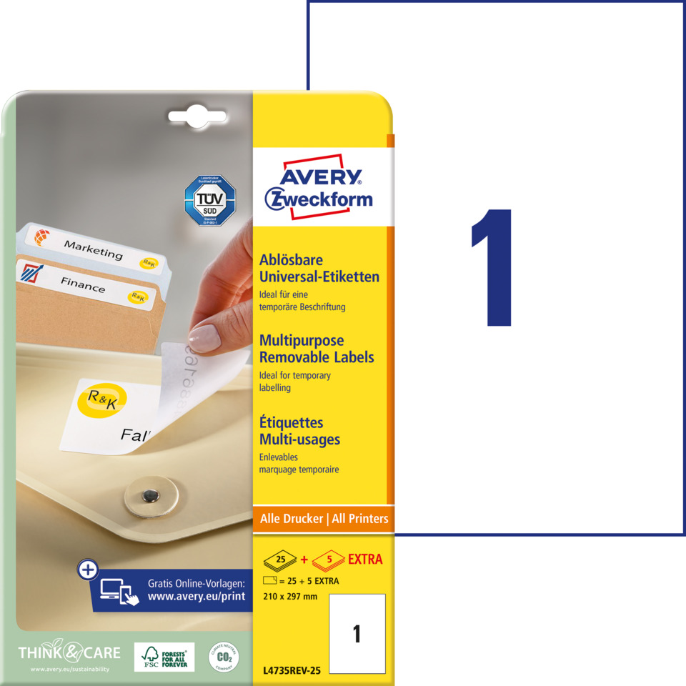 Etiketten, Labels, entfernbar, Universal-etiketten, Avery, Etiketten, Klebepunkte, Multifunktionsetiketten, Avery, Druckerpapier