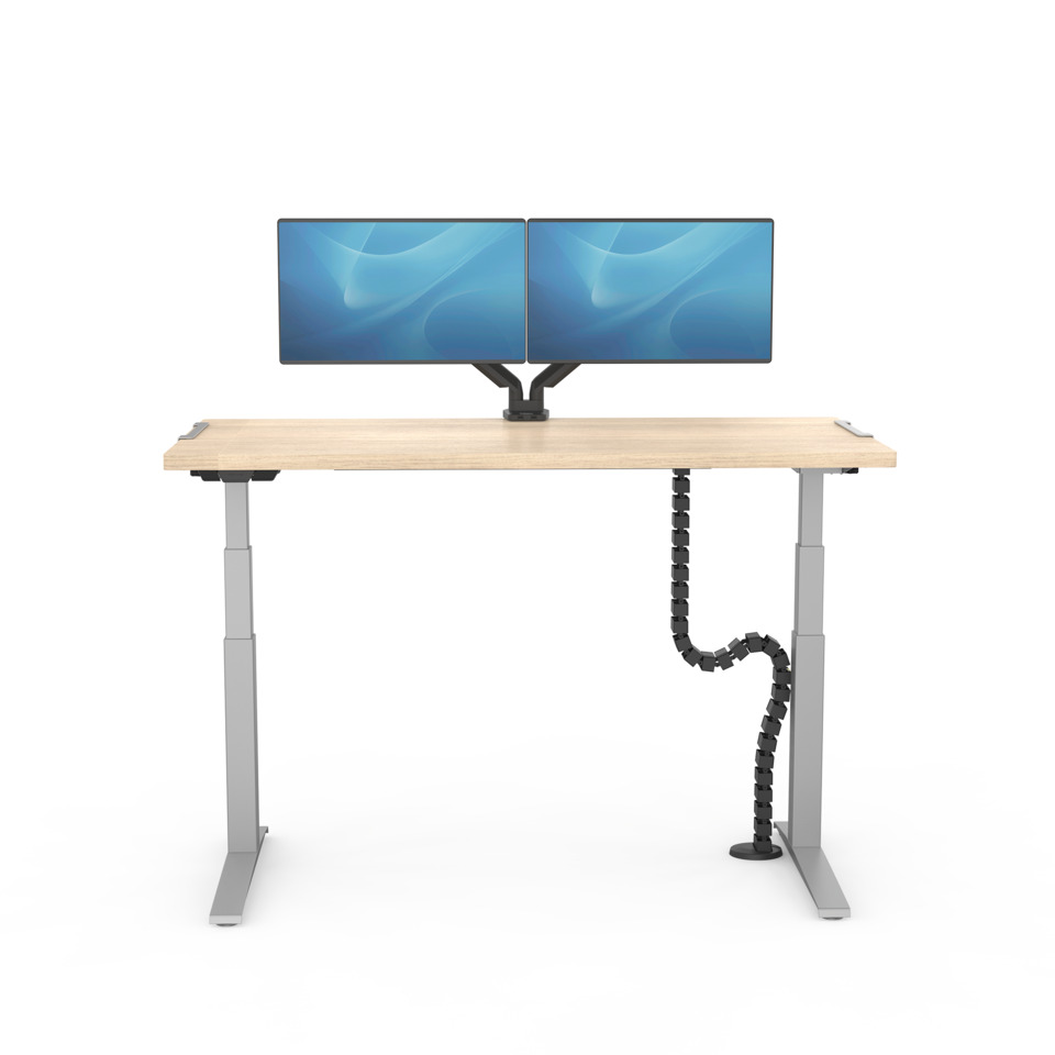 Stehpult, Schreibtisch, Dual Monitor Arm, Monitorarm, Gerätekabeltrommel