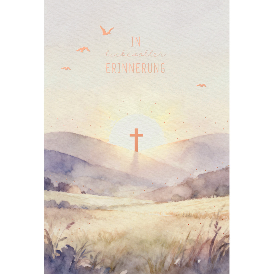 Cross, Sonnenaufgang, Aquarell, Hügel, Feld