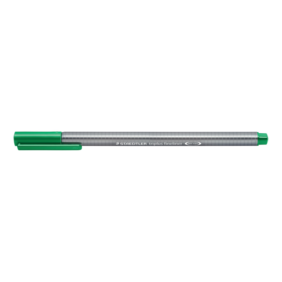 Fineliner, Grüner Kappen, Metallkörper, Klick/Clip Stift, Staedtler