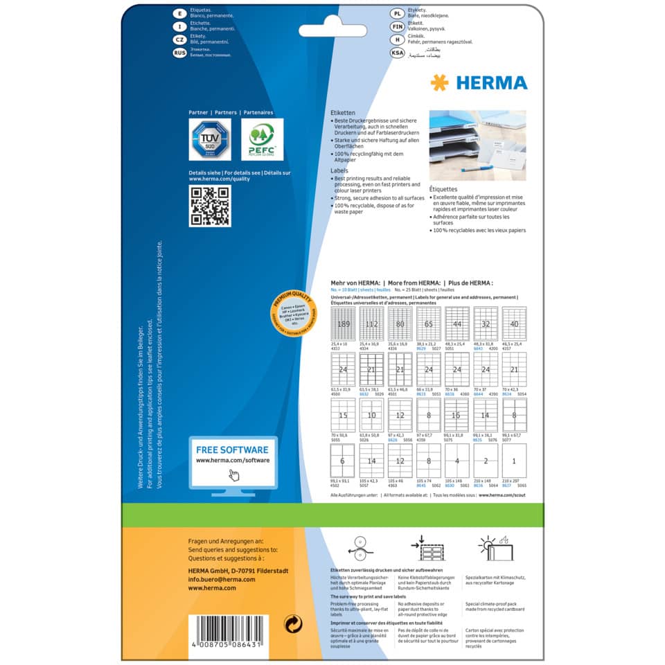 Etiketten, Produktverpackung, Papier, Herma, Deckblatt