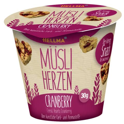 Kekse Müsli-Herzen Cranberry 30x30 g HELLMA 70102202
