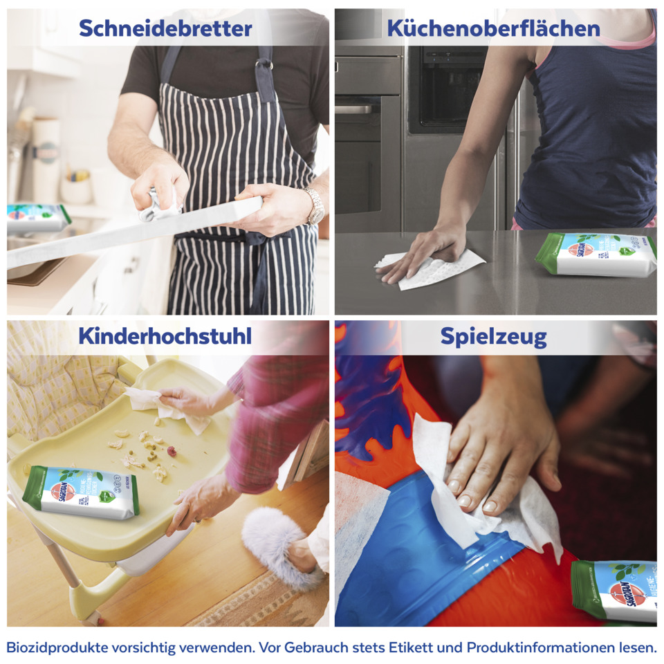 Küchengerätepflege, Schneidebrett, Kinderhochstuhl, Spielzeug, Reinigungstuch
