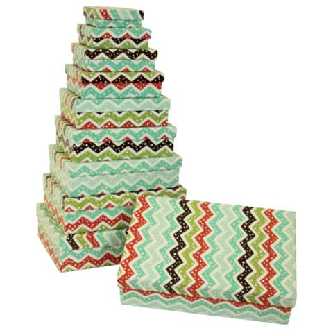 Geschenkkarton Zacken, 10-teilig, flach, bunt PBS 45172