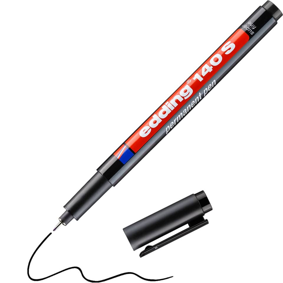Kugelschreiber, Permanentmarker, Rotes Gehäuse, Kappe mit Clip, Tintenstift
