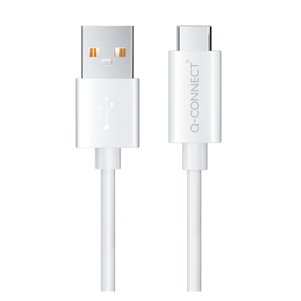 USB Kabel, USB-A zu USB-C, weißes Kabel, Datenübertragung, metallisch