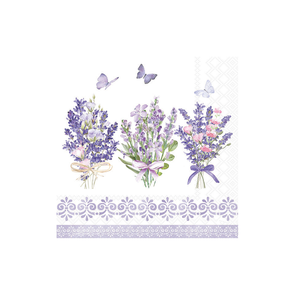 lavendel, Lavendel-Strauß, lila Blüten, Schmetterlinge, Spitzenmuster