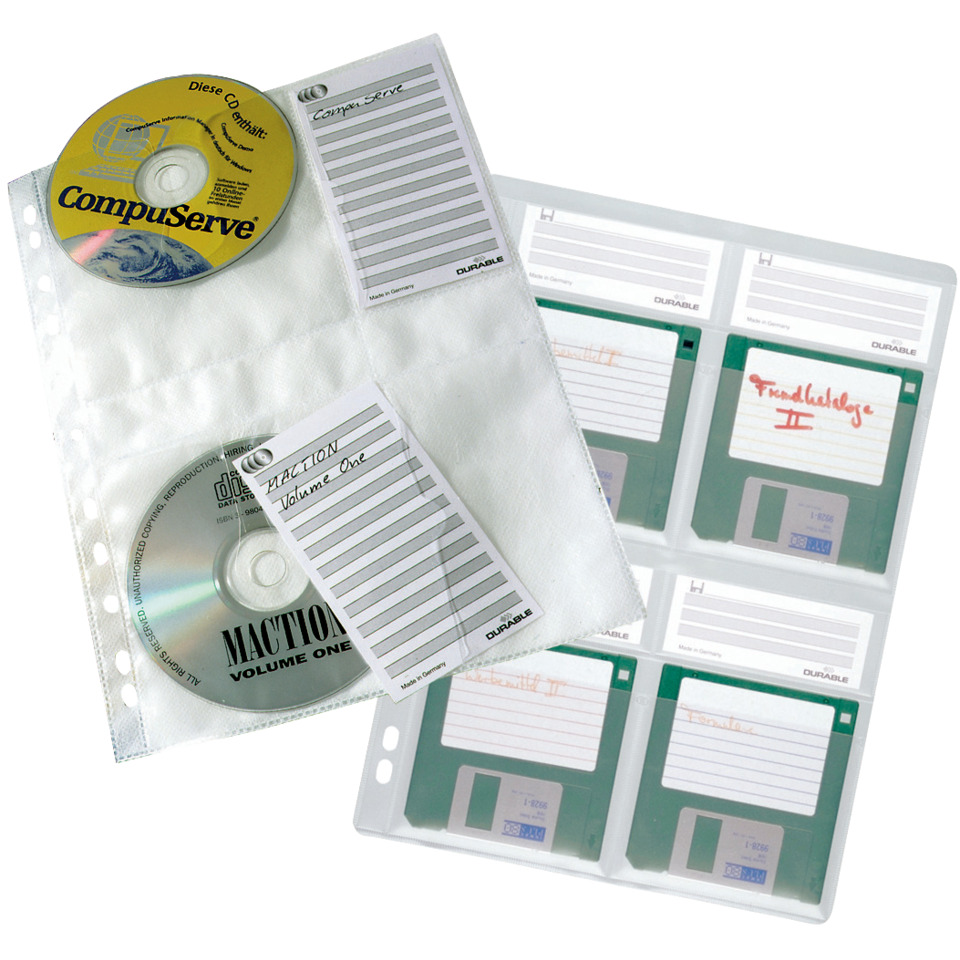 floppy disks, CD media, diskette case, storage sleeve, pocket protector