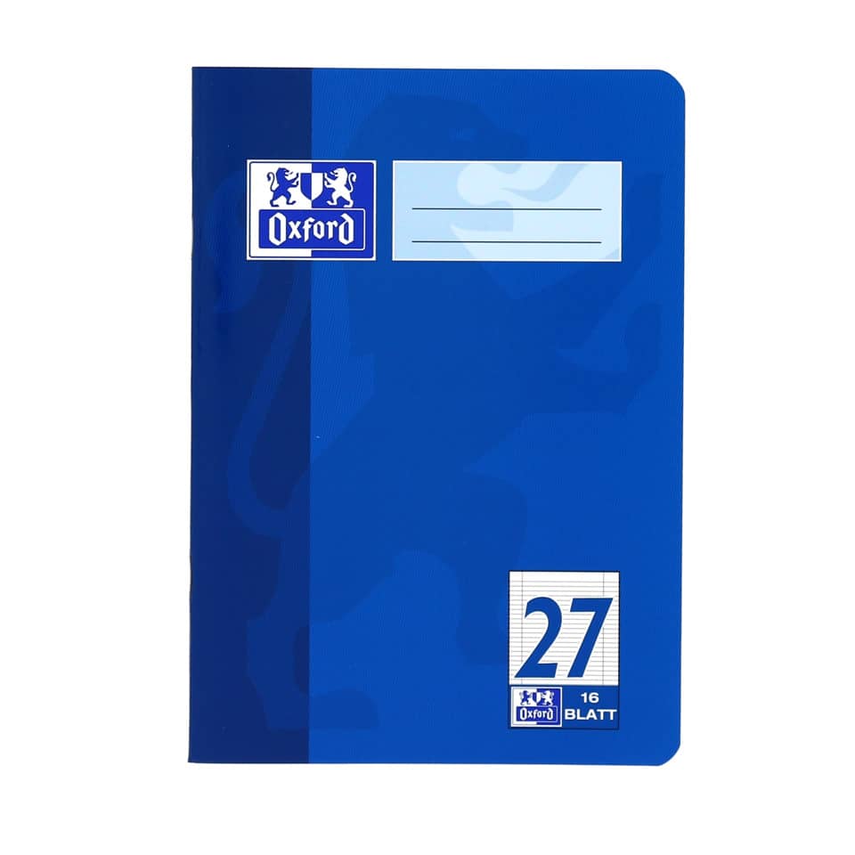 Notizbuch, Blatt, A4?, Hochformat, Oxford?, Blaue Hülle