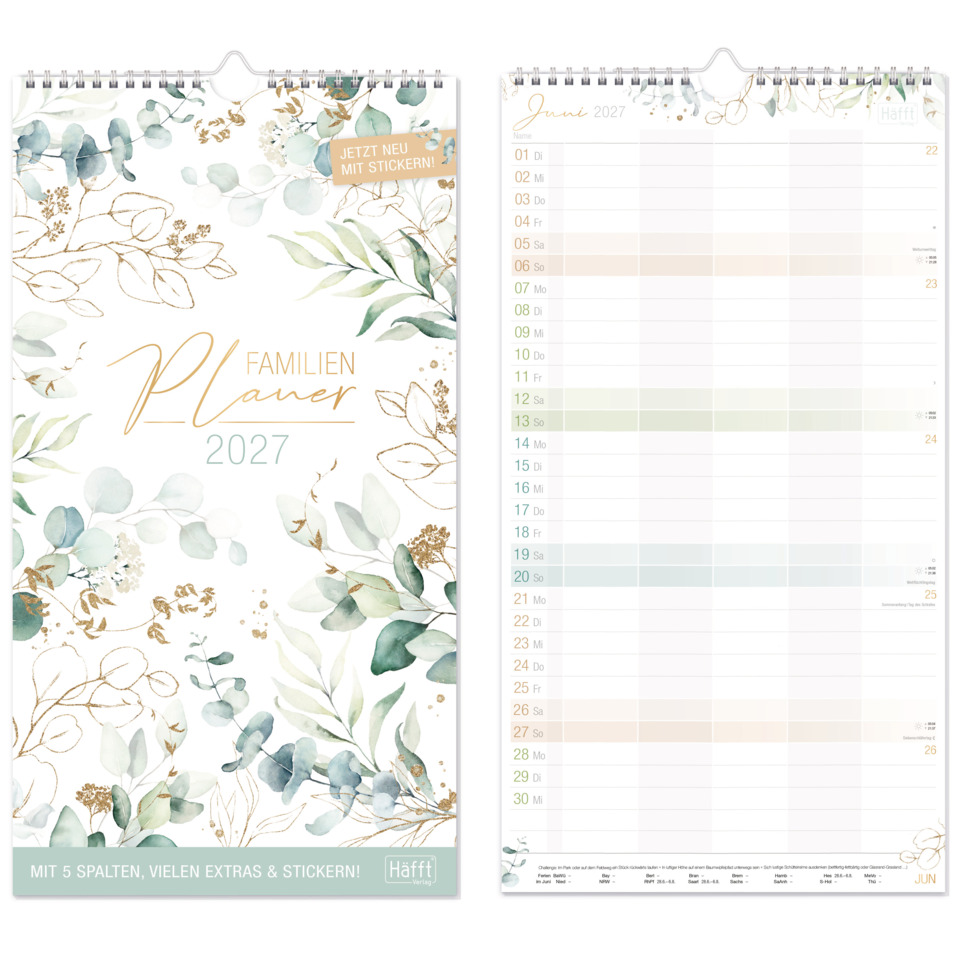 Planer, Kalender, Jahresplaner, Wandkalender, Spiralband