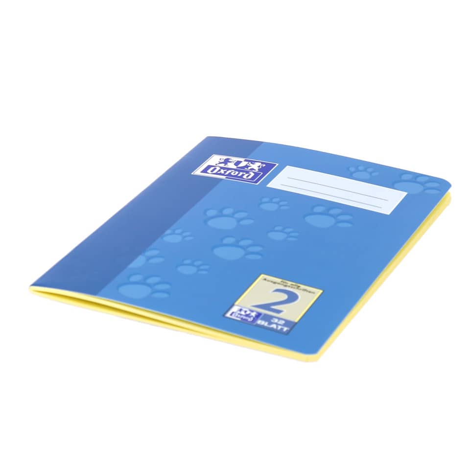 Schulheft, Notizheft, blau, Pfotenabdrücke, Heft 2