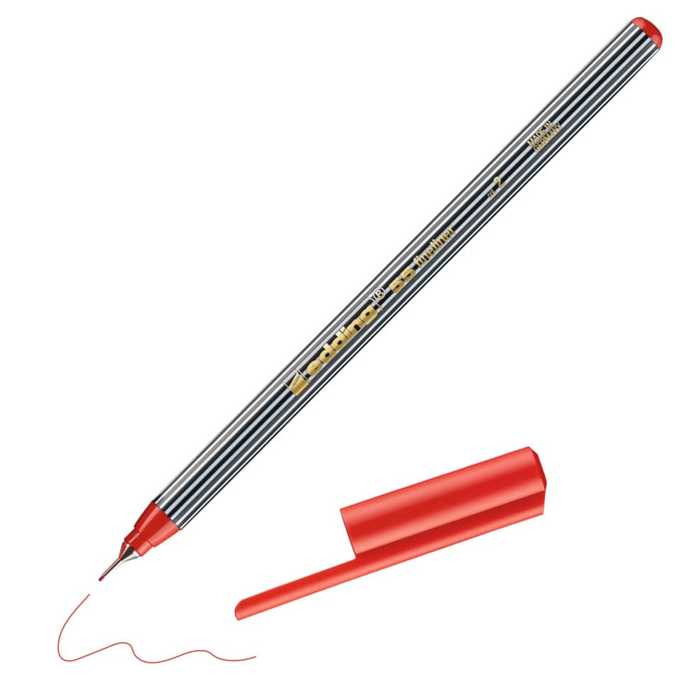 feinminenstift, fineliner, rot, minenspitze, kugelschreiber