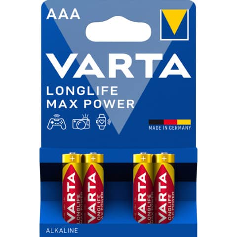 Batterie Alkali-Mangan Longlife Max Power, LR03/AAA/Micro, 4 Stück VARTA 04703101404