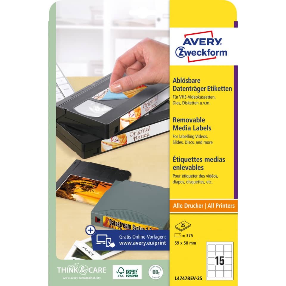 Kassendausweis, VHS-Kassette, Aufkleberetiketten, Entfernbare Etiketten, Medienetiketten