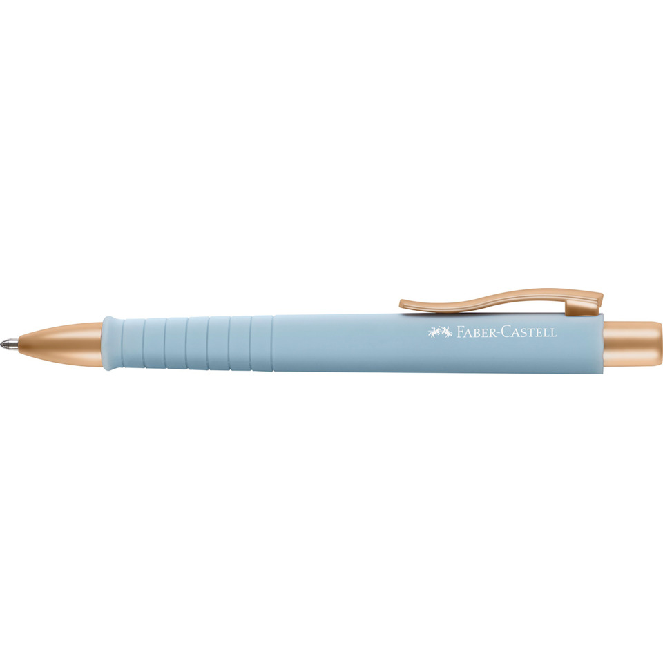 Kugelschreiber, Gummiummantelung, Blau, Metallclip, Faber-Castell, Stift, Kugelschreiber, blau, metallisch, Klippe