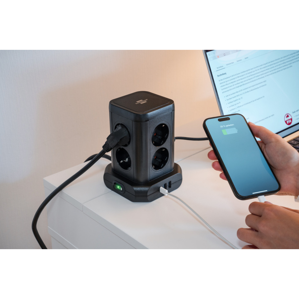 Steckdosenleiste, Mehrfachsteckdose, intelligente Steckdosenleiste, USB-Ladegerät, USB-C Ladegerät
