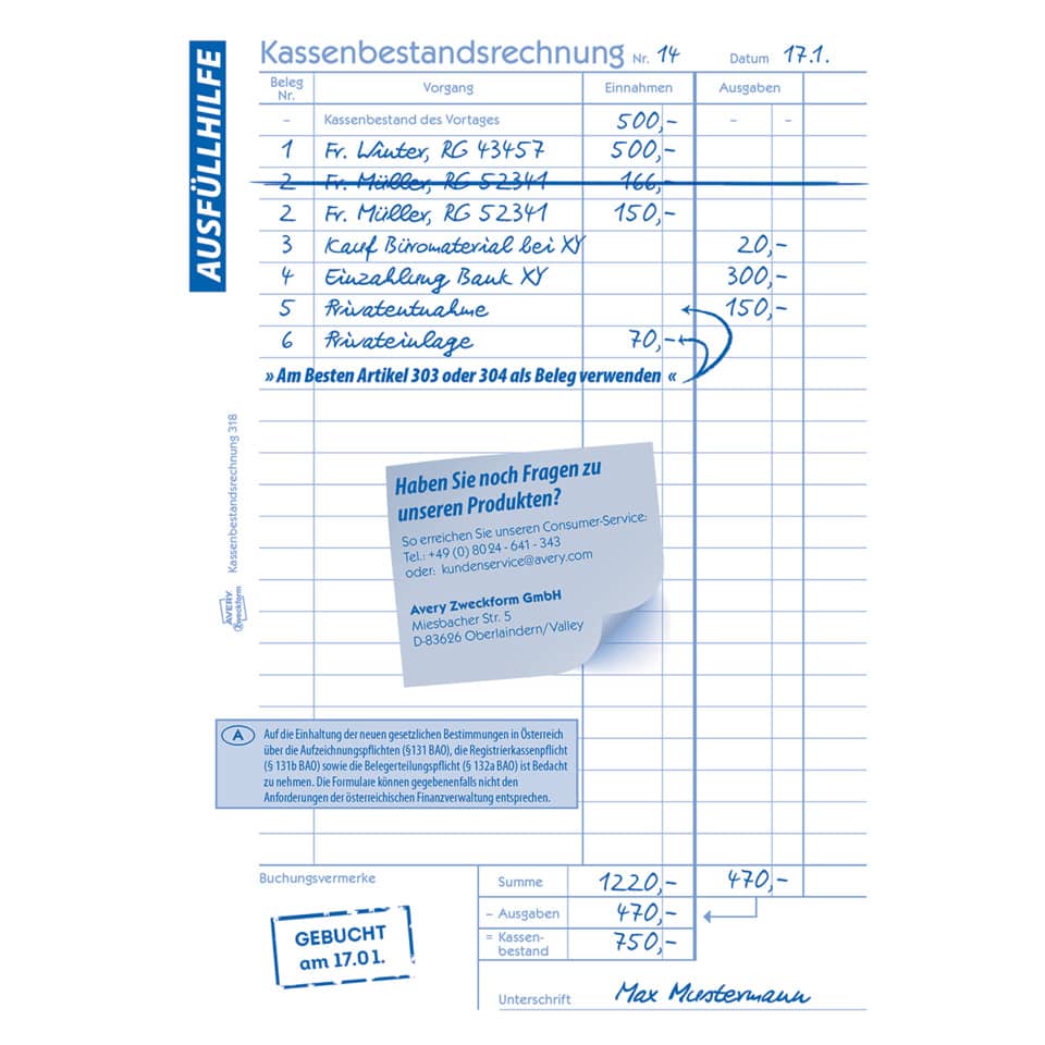 Rechnungsformular, Kassenbestand, Beleg, Buchhaltung, Rechnungsdruck