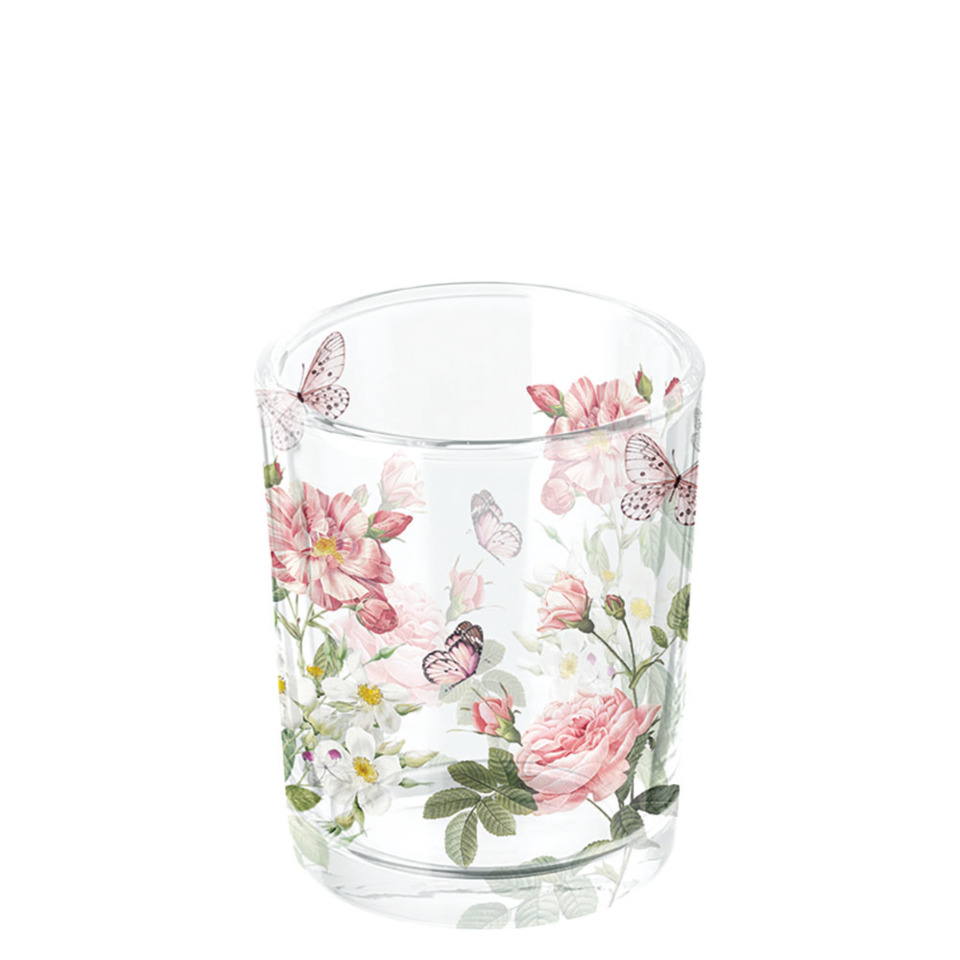 Glas, Blumenmuster, Rosen, Schmetterlinge, Dekor Glas