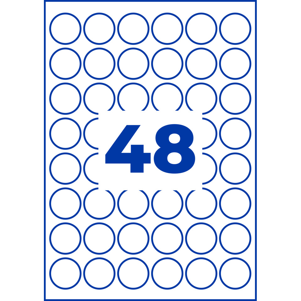 96-sticker, Kreise, Gitter, Blau, Nummer 48