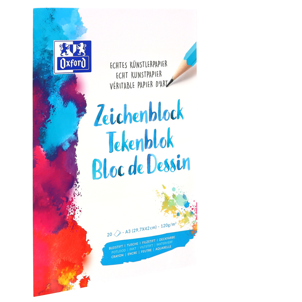 A3 Papier, Künstlerpapier, Zeichenblock, Blau, Wasserfarbe