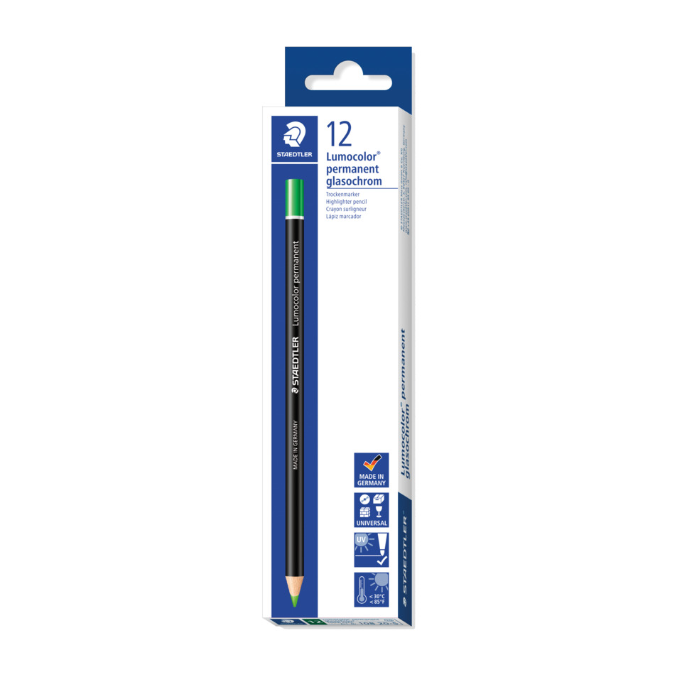Bleistift, 12er-Pack, Lumocolor, Permanent, Glasochrom
