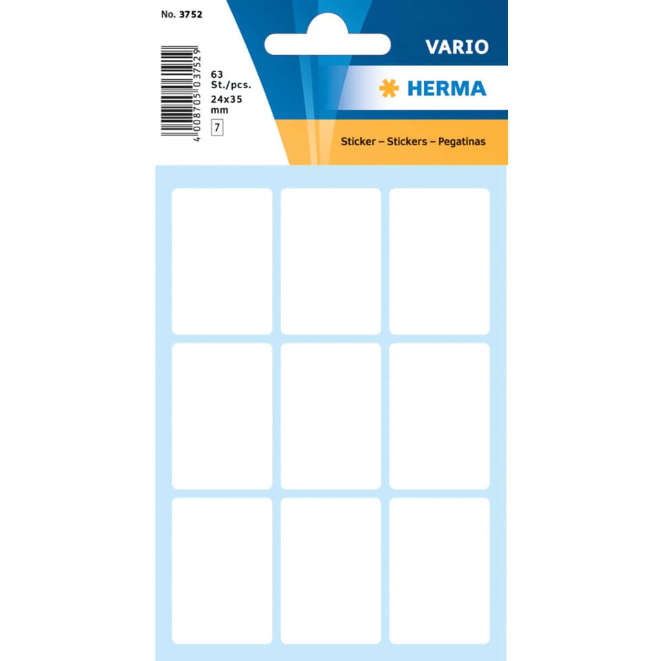 Sticker, Sticker sheet, 3x4 sticker grid, Herma, vario