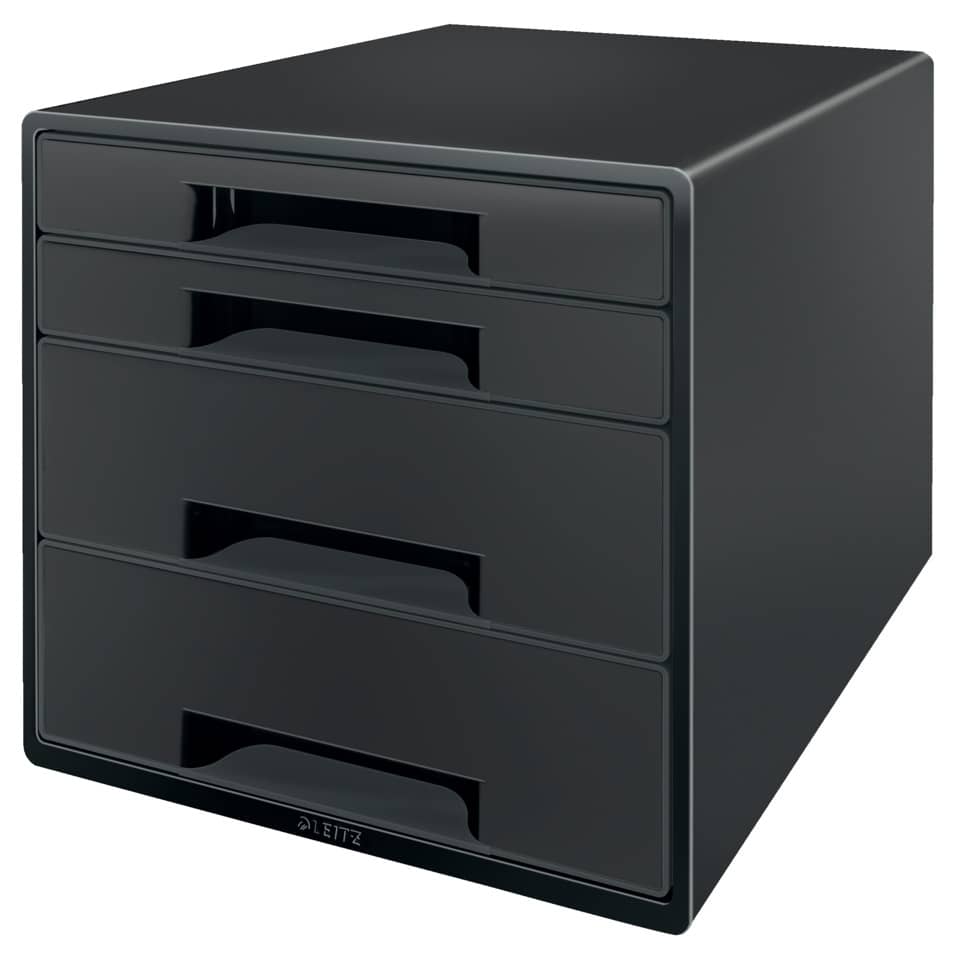 Schubladenunit, Schrank, Aufbewahrung, Schwarz, 4 Schubladen