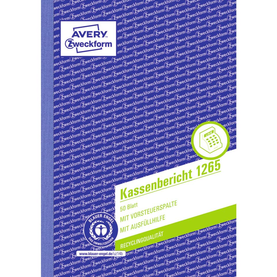 Kassenbericht, Papierliste, Kassenschein, Recyclingpapier, Betriebsunterlagen