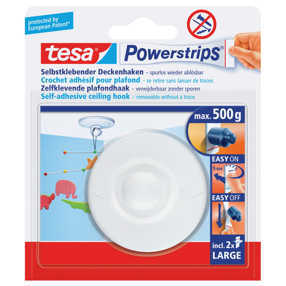Klebebefestigung, Deckenhaken, selbstklebend, Spannhaken, max 500 g