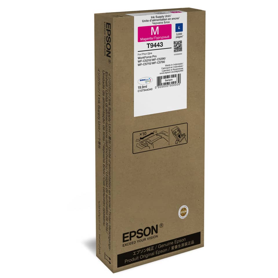 tinte|kassette, magenta, kartonverpackung, druckerpatrone, epson
