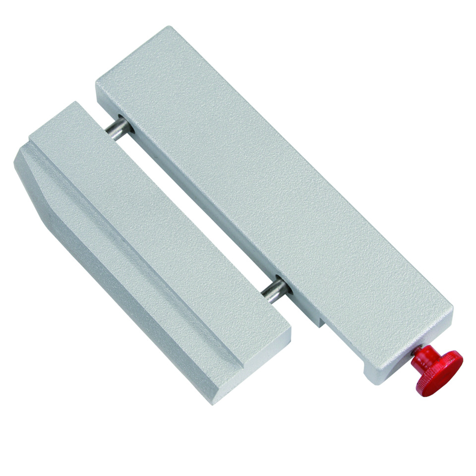 Schiebetisch, Präzisionsführung, Aluminium, Metallblock, Roter Knopf