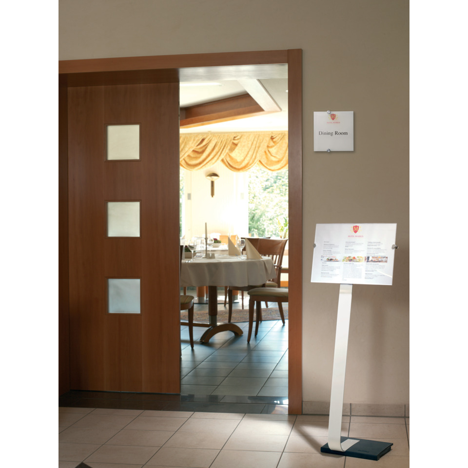 restaurant,  dining room,  door,  interior,  menu stand