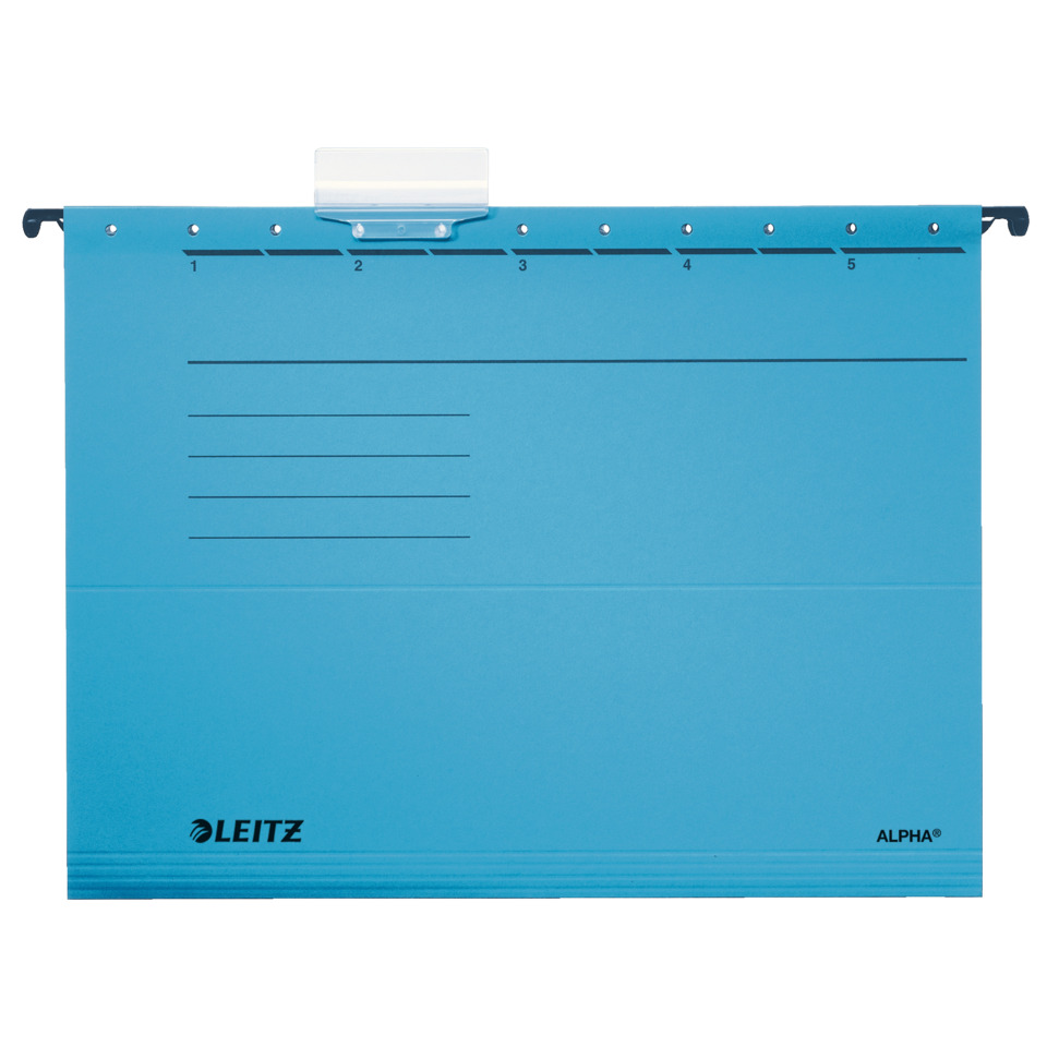 postcard holder, blue binder, clip, metal clip, Leitz Alpha