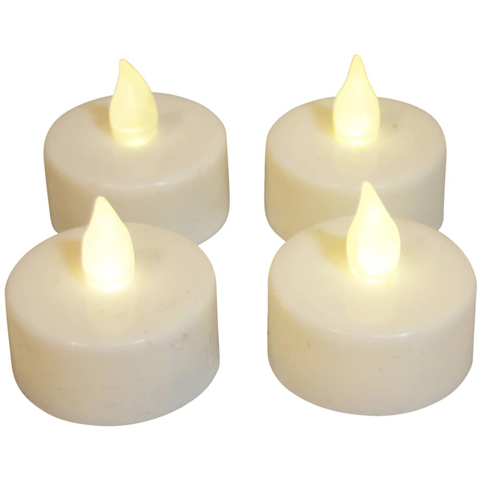 LED, Teelicht, Kunststoff, weiß, 4er-Set