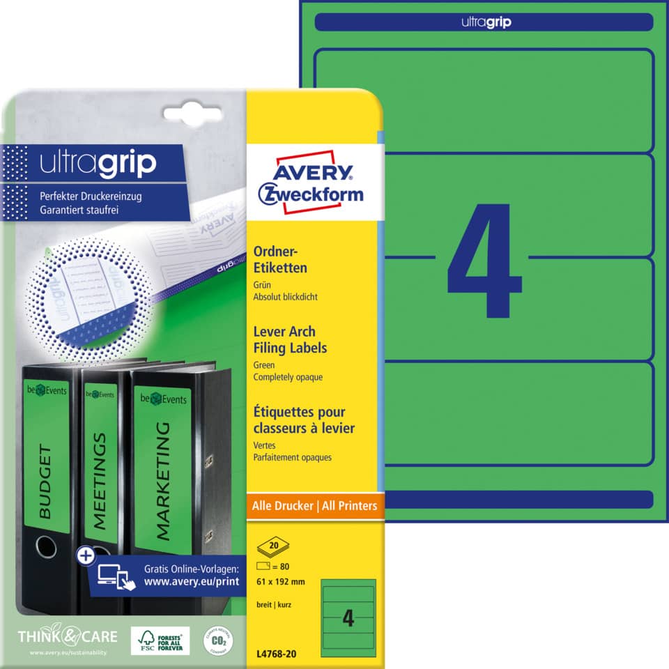 Organizer labels, Dateiordner, Avery Zweckform, Etiketten, Ordnertrenner