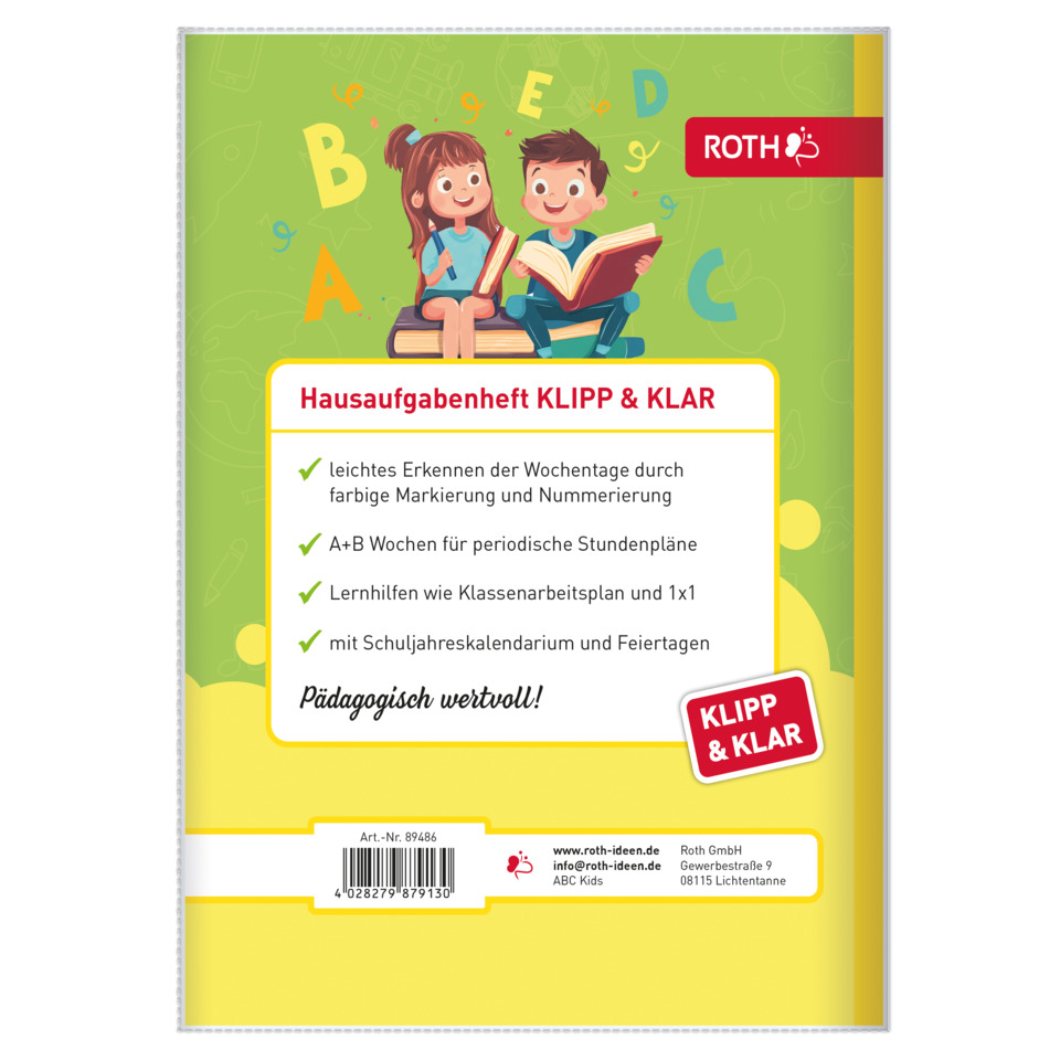 Schulheft, Hausaufgabenheft, KLIPP & KLAR, Grün, Illustration