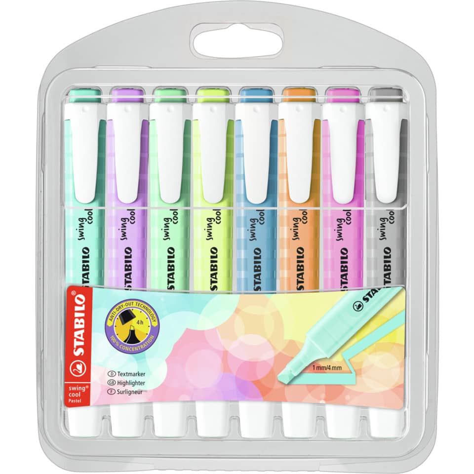 Textmarker swing® cool Pastel Etui, 8 Stück, sortiert STABILO 275/8-08-2
