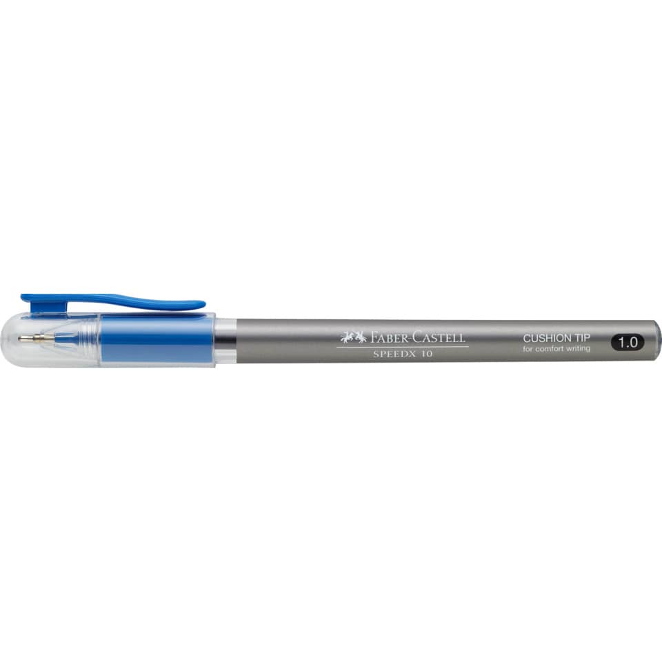mechanical pencil, blue grip, gray body, lead tip, clip