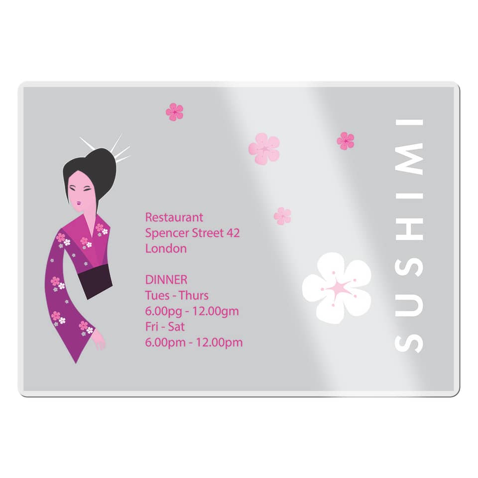Sushi-Maki, Restaurant-Menu, Japanisch-Style, Blumenmuster, Pink