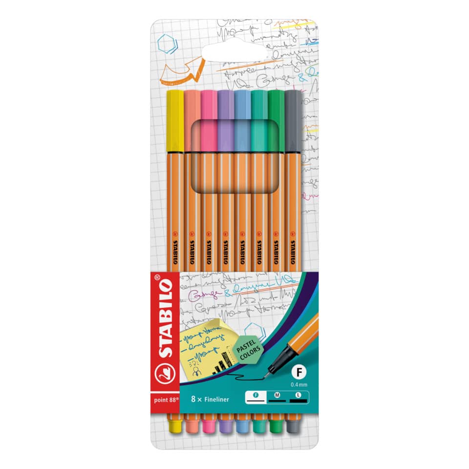 Buntstifte, Fineliner, 8er Set, Pastellfarben, Künstlerbedarf