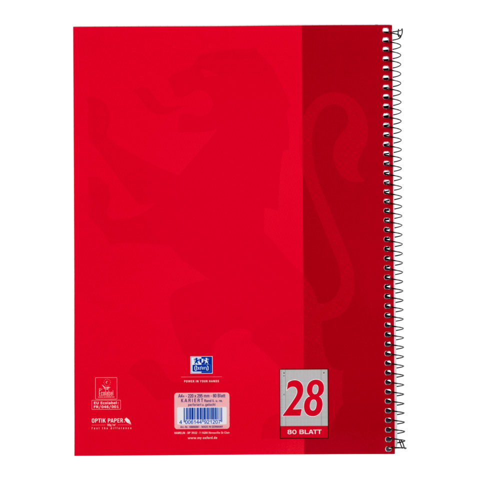 Spiralheft, Notizblock, Kohlensatz, Kartonheft, Roter Einband, Spiralbound, Notizbuch, A4, Roter Einband, Linienlos